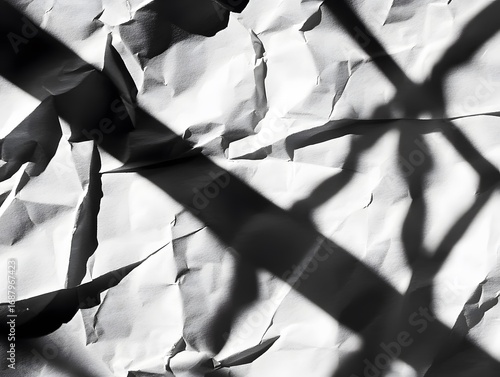 Abstract Crumpled Paper Texture with Shadow Overlay