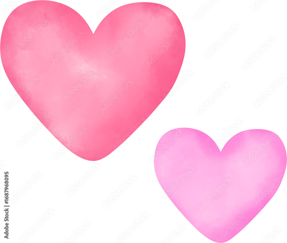 Obraz premium 2 hearts, red, pink, water coloring