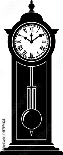 Timeless grandfather clock marking moments with elegant pendulum swing and Roman numerals