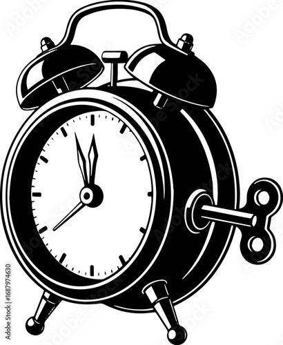Vintage alarm clock with winding key signals urgency for timely business decisions and deadlines