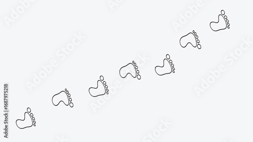 Minimalist vector illustration of a human footprint, clean and modern design, smooth curves, simple details, scalable for logos, posters, and icons. Isolated on a white background