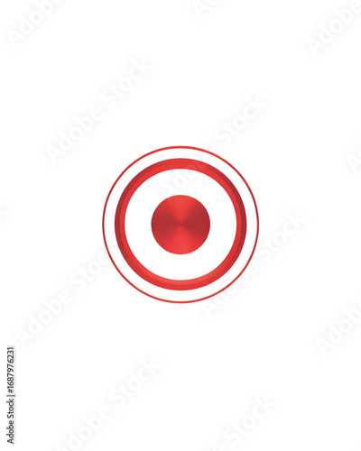 Red target with concentric circles isolated on transparent background illustration