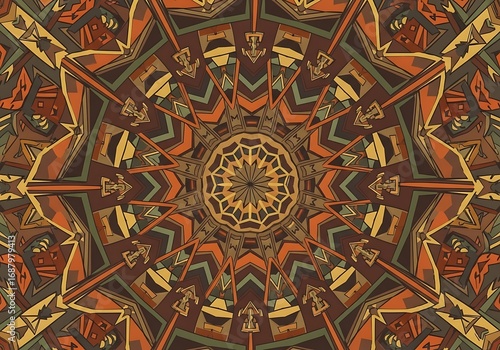 Wallpaper Mural Complex kaleidoscopic composition featuring geometric shapes and warm earthy color palettes conveying symmetrical Torontodigital.ca