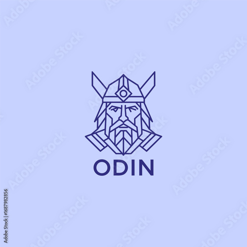 Odin line art minimalist logo design.