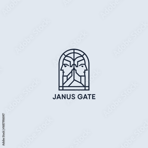 Janus Gate minimalist logo design.