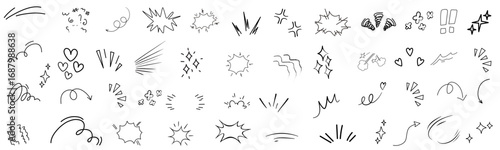 Line marker brush pen sketch underline set. Hand drawn pencil arrow, heart, star marker brush stroke icon element highlight scribble set. vector set