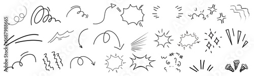 Line marker hand drawn brush arrow element set. Sketch pencil stroke vector graphic pen underline scribble icon. vector set