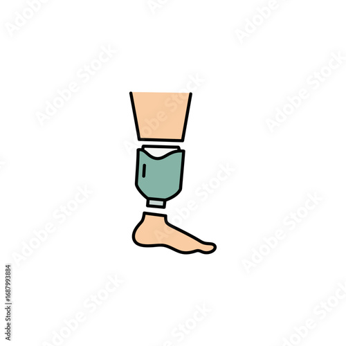 prosthetic leg illustration showing limb difference rehabilitation aid treatment mobility support disability awareness body positivity movement campaign medical device healthcare