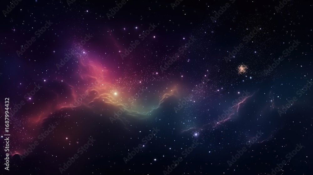 Fototapeta premium A vibrant cosmic landscape of nebulae and stars