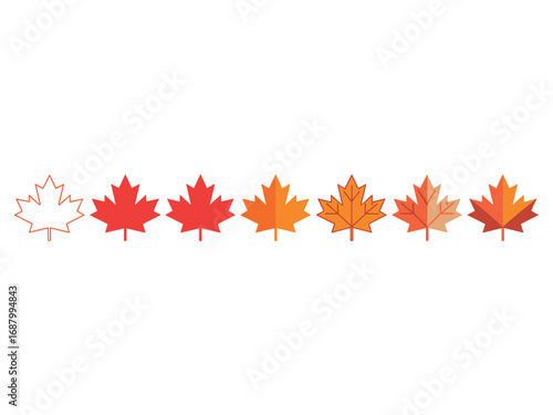 Stylized maple leaves in a gradient of red orange and yellow maple leaf autumn