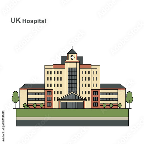 uk hospital building illustration a medical center exterior with lawn reflecting health care perfect for healthcare concepts