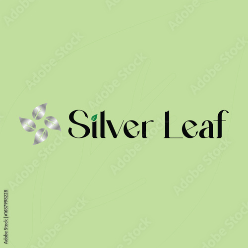 Silver Leaf Logo with Modern Green and Metallic Gradient Design
