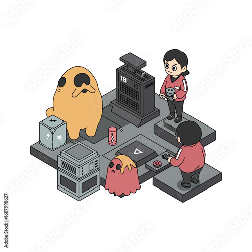 operator controls scp anomaly experiment featuring two scientists and scp monsters in a secure containment site
