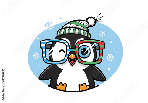 Cute vector cartoon snowman characters with a broom, Christmas tree, and gift, ready for a fun winter holiday celebration