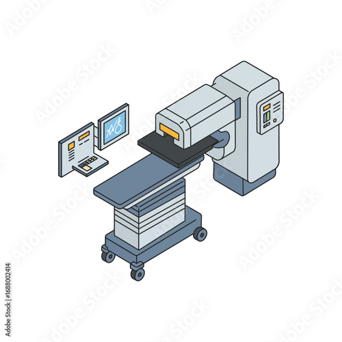 medical scan machine examining patients with monitors healthcare technology for diagnostic imaging services
