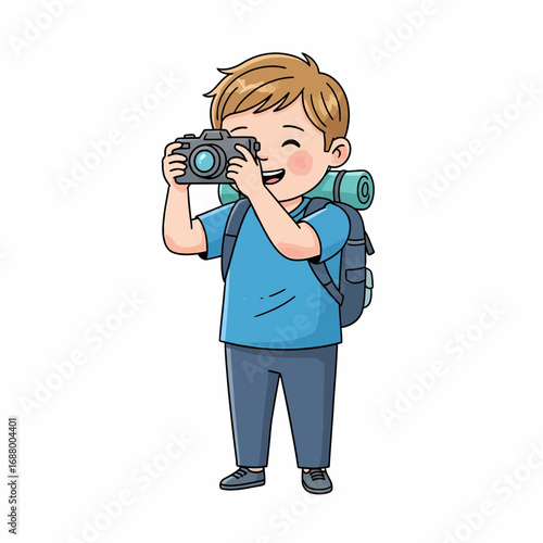 Illustration of a Traveler Taking a Photo