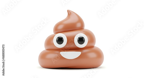 Wallpaper Mural A smiling brown poop emoji with white background, isolated and centered in the frame. Torontodigital.ca
