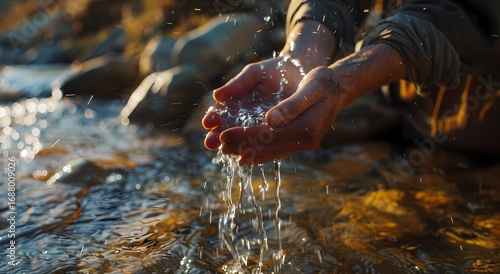 Jesus hands pouring water