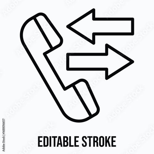 Telephone Receiver Incoming And Outgoing Call Phone Call Isolated Vector Lineal Style Icon, Editable Stroke