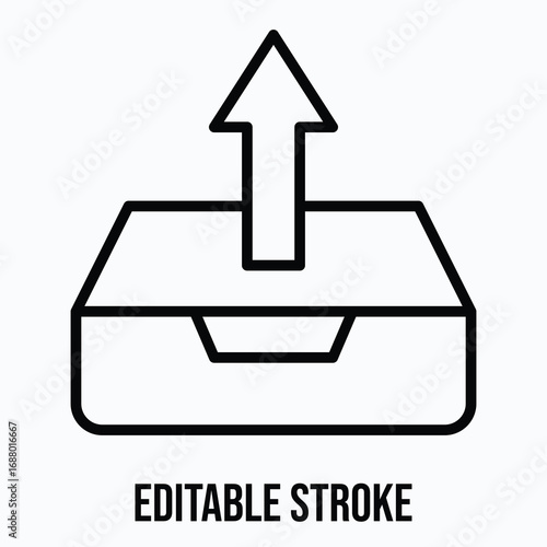  Outgoing Mail Inbox Tray Isolated Vector Lineal Style Icon, Editable Stroke