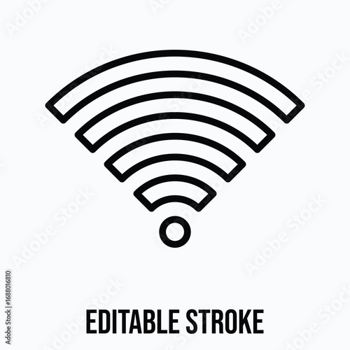Wi-Fi Signal Internet Isolated Vector Lineal Style Icon, Editable Stroke