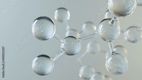 Futuristic Glass and Water Molecular Designs: A Conceptual Exploration of Advanced Skincare and Cosmetic Innovation, Blending Organic Patterns, Bioluminescence, and Minimalist 3D Aesthetics
