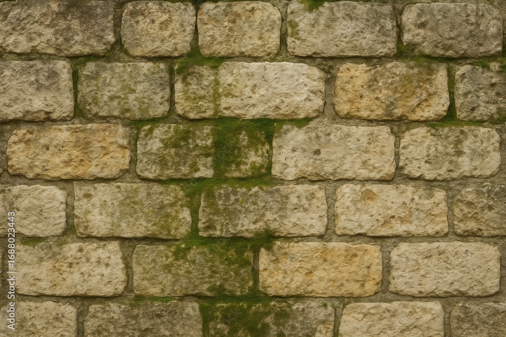 Fototapeta premium Natural limestone wall surface displaying authentic weathered texture with organic color variations and geological patterns