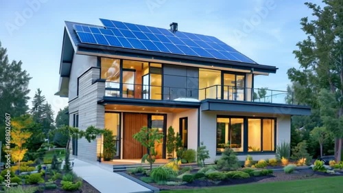 Wallpaper Mural Modern Suburban Home With Solar Panel Eco System. Torontodigital.ca