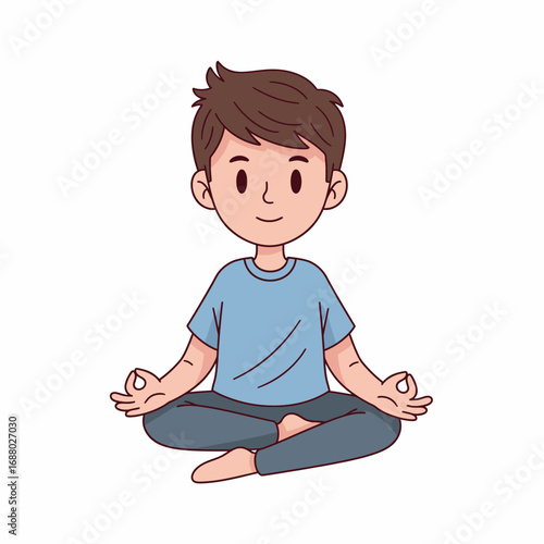 Illustration of a Young Man Meditating