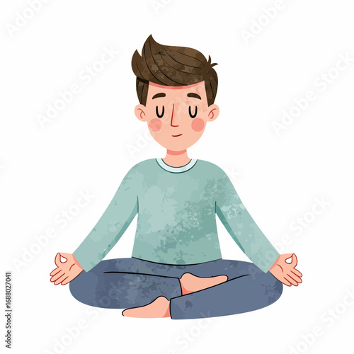 Illustration of a Young Man Meditating