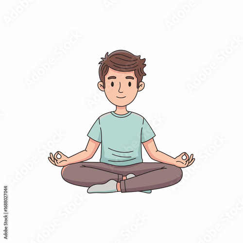 Illustration of a Young Man Meditating