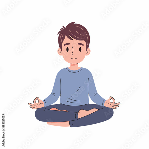 Illustration of a Young Man Meditating