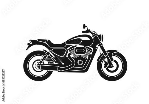 Black and White Illustration of a Motorcycle. Ideal for Transportation and Design Purposes