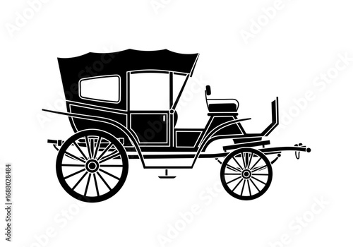 Vintage Horse-Drawn Carriage Illustration A Classic Mode of Transportation with Wheels and Seats