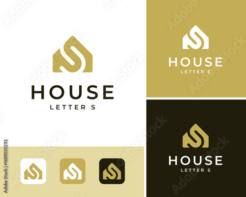 Home House Real Estate Property With Abstract Letter S Modern Icon Vector Logo Design Illustration