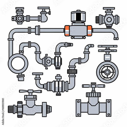 Icon of industrial pipes and valves