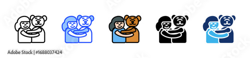 Teddy Hug Icon Collection With Multiple Styles