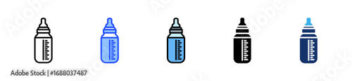 Baby Bottle Icon Collection With Multiple Styles