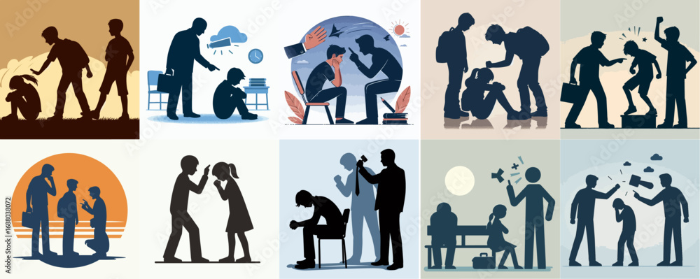 Obraz premium vector illustration set of bullying logos