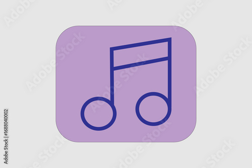 This image shows a music note icon in a simple, flat design. The note is outlined in dark blue with two connected circles at the bottom, representing a double eighth note.