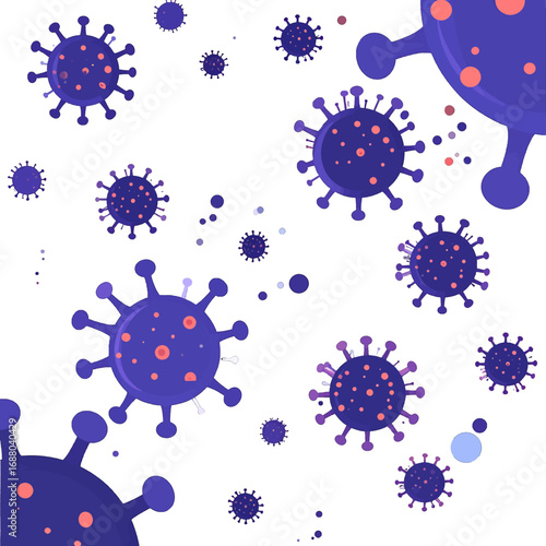 Stylized Purple Coronavirus Cell Illustration on White Background Medical Concept
