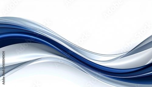 Dynamic flowing wave lines in silver and navy blue on a clean white backdrop, modern business presentation style, 16:9”