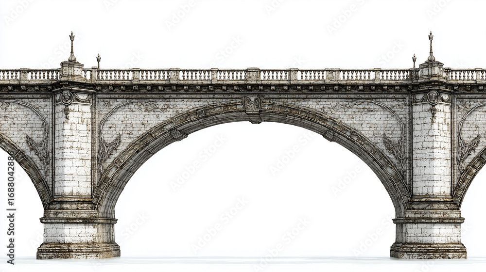 Obraz premium Stone arch bridge with transparent background