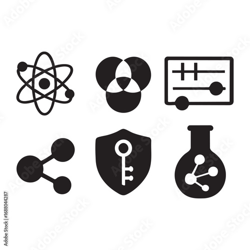 Quantum Computing Vector Icons Set
