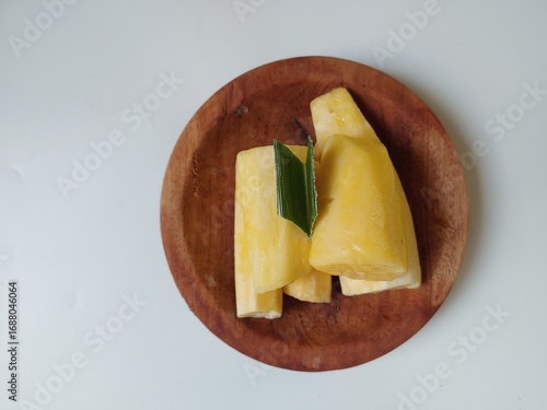 Cassava Tape (Tape Singkong) or peyeum, Indonesian traditional food, made from cassava with yeast fermentation