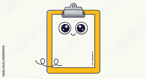 Cartoon Clipboard with a Happy Face