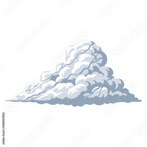 Pixelated White Cloud Formation Isolated on White Background with Soft Lighting in Digital Art Style for Weather Illustration