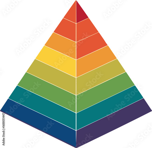 Colorful 3D Pyramid Infographic with Seven Layers for Data Visualization