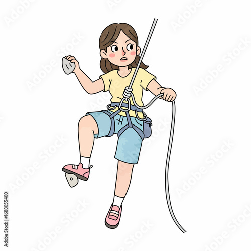 Illustration of a Young Woman Rock Climbing