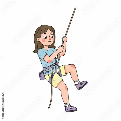Illustration of a Young Woman Rock Climbing